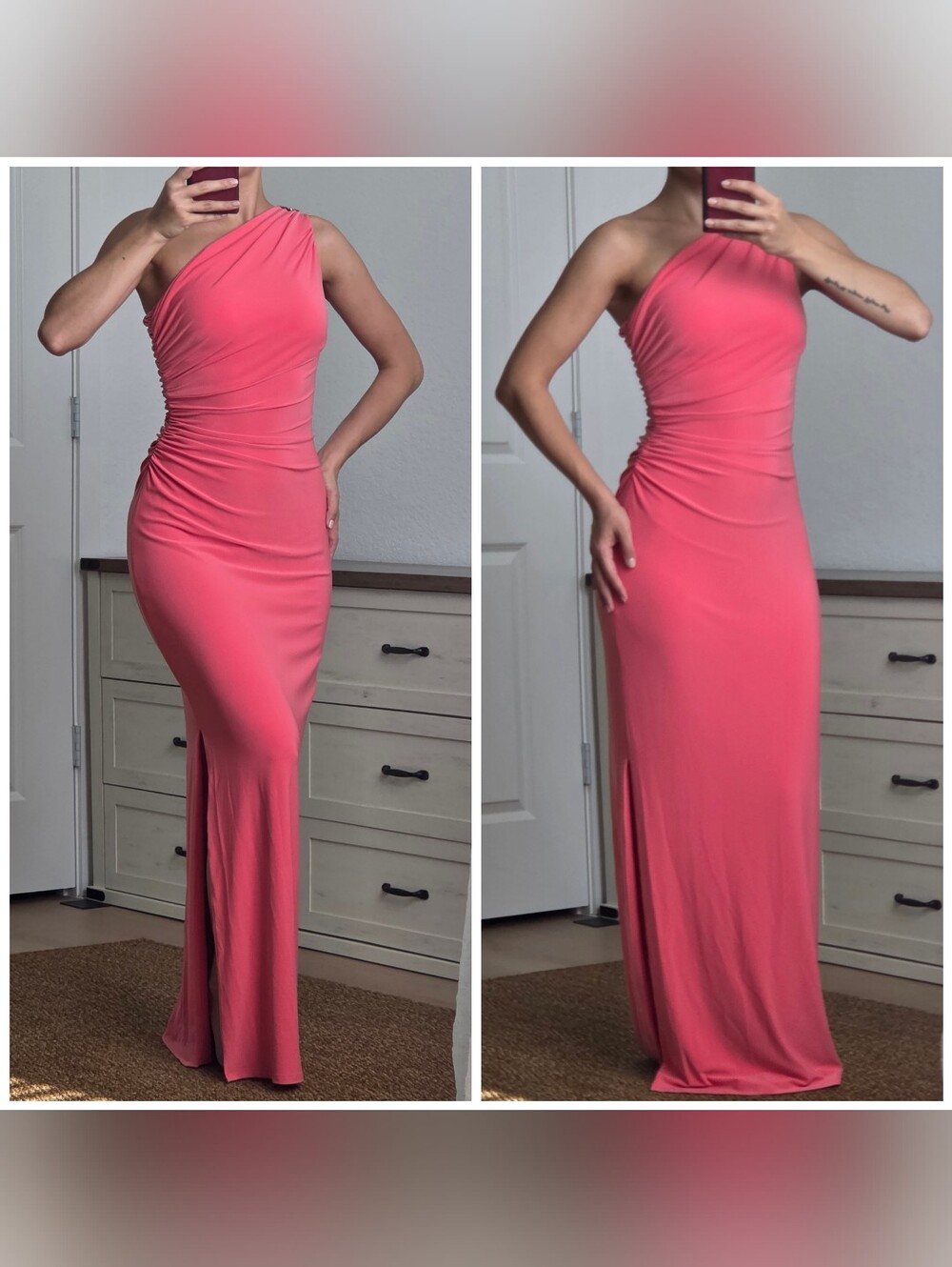 Lauren Ralph Lauren Evening Gown, One Shoulder, Size 2, Pink, Maxi Gown